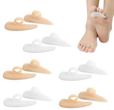 6 Pairs Gel Hammer Toe Support – Silicone Toes Props Straightener Pads for Claw Curled and Mallet Toes – Soft Under Toe Cushion Corrector for Daily Foot Care