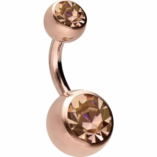 PIERCINGLINE Bauchnabelpiercing aus Chirurgenstahl mit 2 Kristallen - Bananabell Piercing in stylischen Farben und 4 Größen
