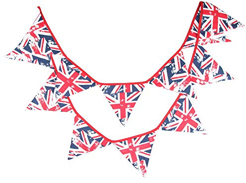 JOMA-E Shop Vintage British Union Jack Textile Flag Fabric Bunting Retro Banners Hanging Garland (A)