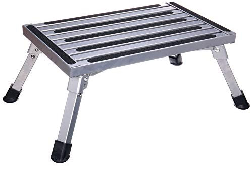 Arbeitsbühne, Stufen der Aluminium-Klappplattform, tragbare RV-Aufwärtsbankleiter, rutschfestes Design, tragbare Leiter für Anhänger / Fahrzeug