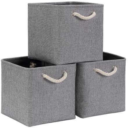 Mangata Stoff Aufbewahrungsbox 28x28x28 cm Faltbar Grau 3er Set