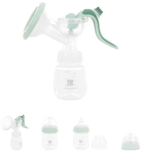 KikkaBoo Extractor de Leche Manual ELSIE, Sacaleches con 2 Modos, Potencia de Succión Adjustable, Copa de Silicona Suave, Portable, Compacta, Menta