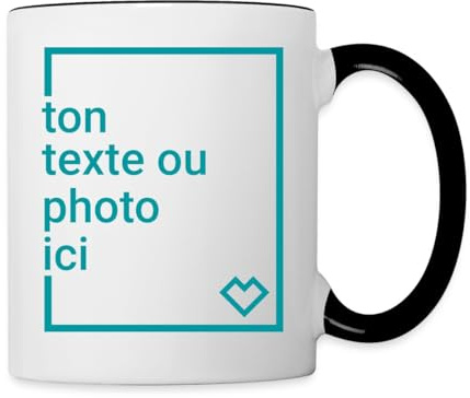 Spreadshirt Créez Votre Propre Tasse Personnalisée avec Texte ou Photo Individuelle Mug Bicolore, taille unique, blanc/noir