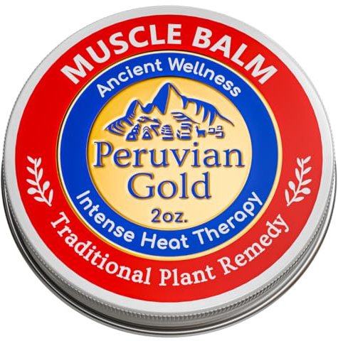 Sore Muscle Balm - Peruvian Gold Intense Heat Therapy Muscle Rub. 500K Scoville Heat Units Melts Away Sore, Painful Muscles. 2oz