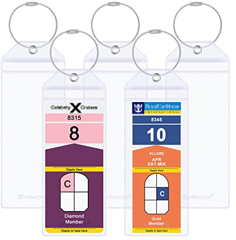 Wisdompro Kofferanhänger für Kreuzfahrten 5 Stück, PVC Wasserdichte Gepäckanhänger mit Draht Schlüsselanhänger, 7.2 X 19 cm Luggage Tag, Kofferanhänger Flugreise für Koffer Gepack Tasche