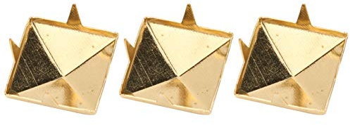 100 Stück Pyramid Punk Nieten, Metall 4 Krallen Nieten, Quadratische Nagelkopf Spike Nieten für Taschen, Leder, Kleidung, Schuhe, Schmuck, Jacken, Gürtel, Hüte, Armbänder(Gold 15mm)
