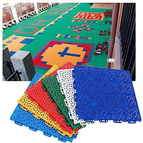 Tapis Caillebotis en Caoutchouc Carreaux de Sol modulaires à emboîtement for Jardin d'enfants de 1 Pied, revêtement de Sol de Sport extérieur résistant aux intempéries, Sol en Plastique d'épissage de