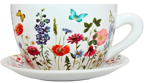 Dekohelden24 Pot de Fleurs, bac à Plantes, bac à Plantes, Cache-Pot en céramique Multicolore L/l/H 28 x 24 x 14 cm