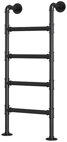 Robuste Stahl-Trittleiter, Wandmontage, Hochbett, Etagenbett, Treppe für drinnen und draußen, Klettern, Keller, Egress Leiter, Metall, Dachbodenleiter (schwarz, 145 cm)