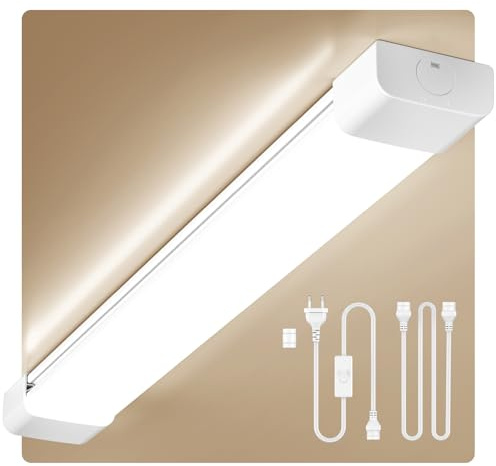 Amdelne LED Feuchtraumleuchte 150cm 45W, Neutralweiß 4000K Deckenleuchte Flach, 5000LM LED Leuchtstoffröhre, Wasserfest IP65 Feuchtraumlampe Werkstattlampe Kellerleuchte für Büro Lager Garage Keller