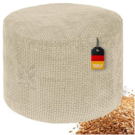 OMNANA® Cushy™ Meditationskissen rund – Sitzkissen 10cm/15cm/20cm hoch – Chenille Yogakissen mit Dinkelfüllung – Bodenkissen, Kissen für Meditation & Entspannung – Made in Germany