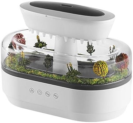 Difusor humidificador de gotas de lluvia, máquina de fragancia de paisaje de árboles, difusor humidificador de aire con 7 luces que cambian de color, difusor de fragancia de paisaje de bosques para
