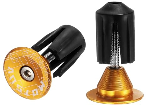 sourcing map Bar End Plugs Aluminum Handlebar End Caps Bike Plugs 0.7oz Expanding Locking for MTB Road BMX Fixed Gear Bike, Yellow