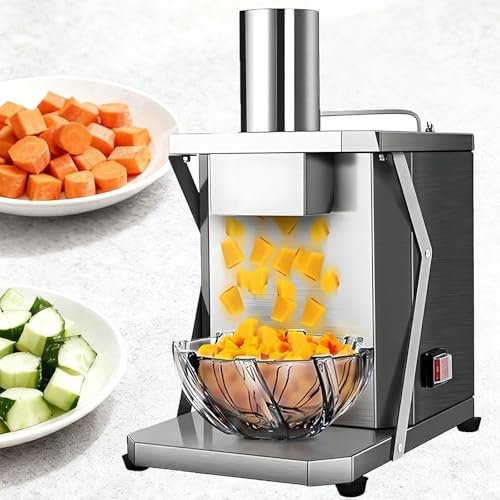 QianCruxtacy Macchina Commerciale per Tagliare a Cubetti la Frutta,Calibro 7 Cm/2.75 Pollici,Motore in Rame Puro da 200 W,Potenza 100 kg/H,per Tagliare a Cubetti Patate, Carote E Cipolle