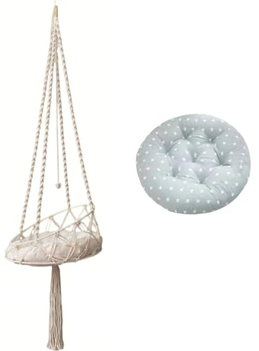 Hamaca para gatos, cama colgante para gatos de 51 pulgadas de largo con cojín de 15, 8 pulgadas, hamaca bohemia de macramé, columpio, decoración de pared colgante para mascotas durmiendo, jugando, esc