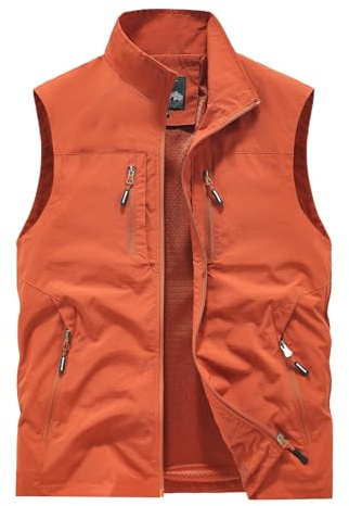 Dainargo Mountain Outdoor Performance Vest,Full-Zip with Multiple Pockets, Mesh Lined, Lightweight Hiking Gear (US, Alpha, 3X-Large, Regular, Regular, Brick Red)