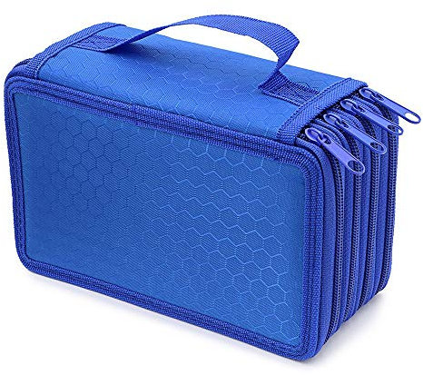 YFZYT Tragbar Leinwand Bunt Pencil Wrap Federmäppchen, Buntstift Bleistift Tasche Stiftemappe Stifterolle Stifteetui für Reisen Schule Büro Kunst - 72 Slots, Blau#1