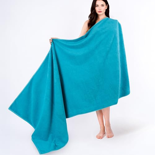 Cotton Paradise 100% bomull, 102 x 203 cm överdimensionerat badlakan, extra stora turkiska handdukar för badrum, aquablå badlakan