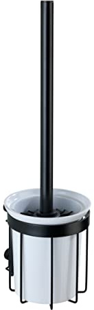 WENKO WC-Garnitur Classic Plus Black - WC-Bürstenhalter mit hochwertigem Rostschutz, Stahl, 10.5 x 35.5 x 12 cm, Schwarz