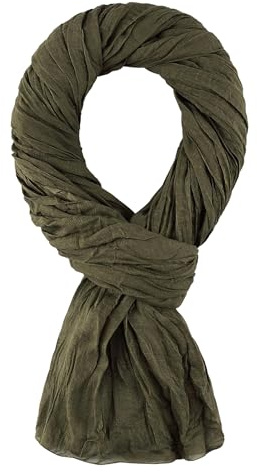 Allée du foulard - Sciarpa Scialle 100% cotone - Dimensione 110x200 cm – Verde Oliva - Più di 40 colori Per uomo e donna. Sciarpa per tutte le stagioni.