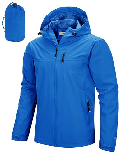 33,000ft Men's Packable Rain Jacket Lightweight Rain Shell Jacket with Hood Waterproof Raincoat for Cycling