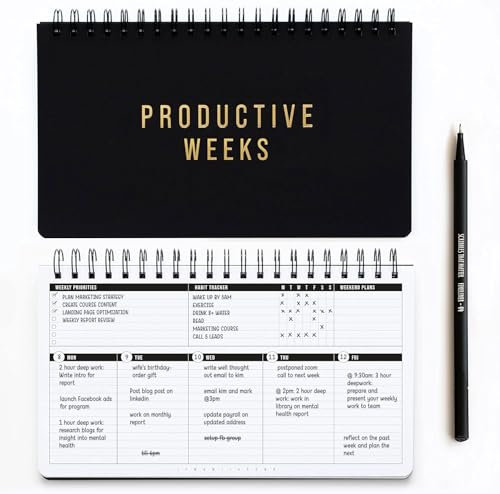 Scribbles That Matter 2025 weekly planner spiral bound (Undated) + Free Pen! | Your Daily weekly monthly productivity planner with habit tracker für Büroarbeiten | 55 Weeks (29x17.2”)