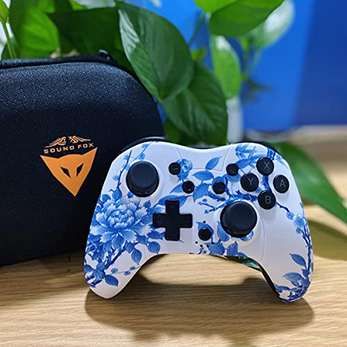 Switch Controller, Wireless, Bluetooth Connection, Switch, Pro Control, Heavy Duty Buttons, HD Vibration Adjustment, TURBO Continuous Shooting Function, Equipped with Gyro Sensor, NFC (Blue Magnetic)