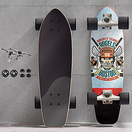 Skateboard Für Anfänger, Land Surf Skate 27'' Mini Cruiser Skater, Komplettes Skateboard Ahorn Deck 7 Lagigem Ahornholzdeck Mit ABEC-11 Kugellager CX4 Trick Longboard Jungen Pumping Tanzbrett,A