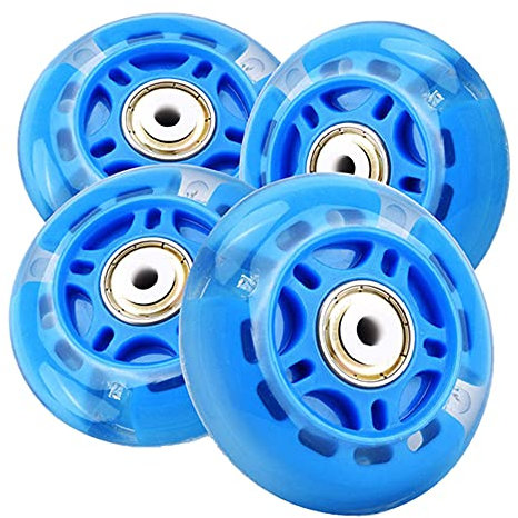 SSCYHT Leuchtende Inliner Rollen mit ABEC-7 Kugellagern 64mm 70mm 72mm LED Blinkende Inline Skate Rollen 82A Leuchtende Ersatzrolle für Kinder & Jugendliche 4 Stück,64mm