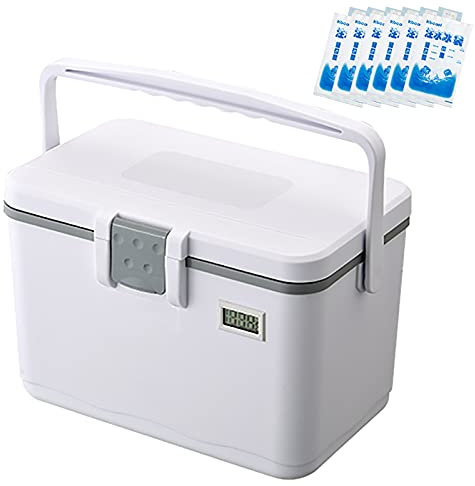 Yclty Frigo Portatile Passivo per Cibo e Bevande con Ghiaccio e Display della Temperatura, Scatola Refrigerata per Medicinali per Insulina, Piccola Borsa Termica Leggera per Picnic o Lavoro