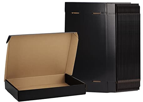 Versandkartons für Kleinunternehmen, Verpackung und 33 x 25 cm, Schwarz, 25 Stück
