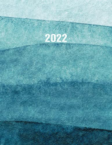 2022: Kalender 2022 A4 I 1 Woche auf 2 Seiten I 160 Seiten mit vielen nützlichen Extras I Terminplaner I Jahreskalender I Design Aquarell Blau Petrol