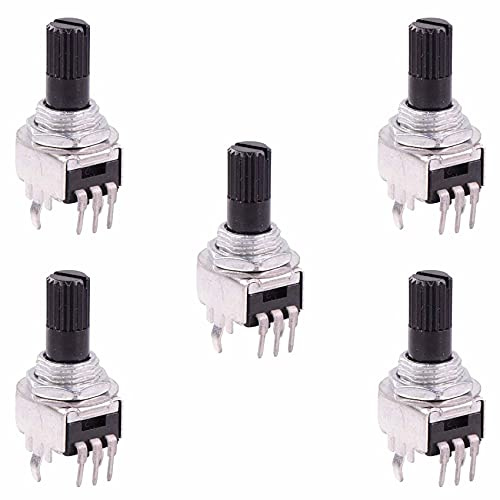 5 x 10K Logarithmic 9mm Potentiometer Knurled 6mm Shaft (Pack of 5)