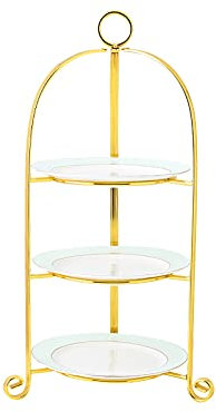 Alzatina per Dolci Supporto per la Torta in Ceramica in Ceramica a Tre Strati Multicolore in Ceramica in Ceramica con Manico Tavolo da Dessert per casa, Ristorante, Hotel Alzata per Torta