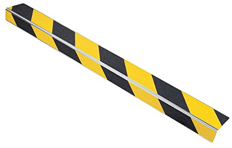 AnTina TAPES® Treppen-Kanten-Profil Thin Line 50 mm, Kanten-Schutz-Profil mit Antirutsch-Beschichtung für Treppen & Stufen, Alu-Dibond (5 x 100cm, gelb/schwarz)