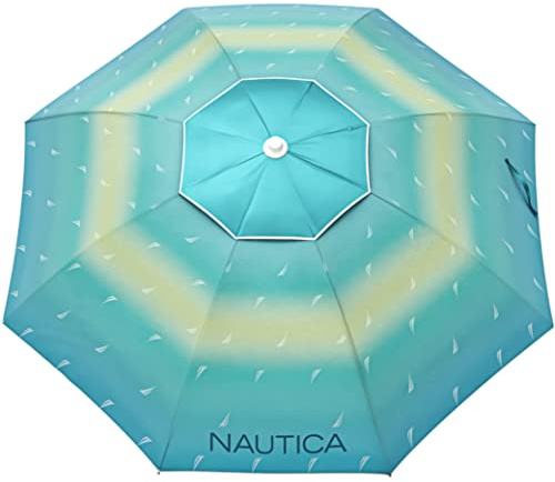 Nautica Ombrellone da spiaggia, resistente, portatile, per sabbia e sole, protezione UPF 50+, vento e sabbia, per una forte stabilità, grande ombrello ventilato per spiaggia + sistema di inclinazione