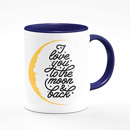 Tasse I love you to the moon and back Valentinstag Liebe Valentin Kaffeetasse mit Spruch Zitat Lustige Tasse GZM-Shop