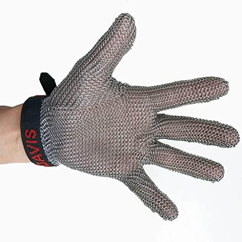 BCPPO Anti Cutting Gloves Metal Cut Resistant Chainmail Gloves, Kitchen Restaurant Chef Safety Work Gloves, Food Grade Safety Metal Gloves (Size : 1PCS/L)