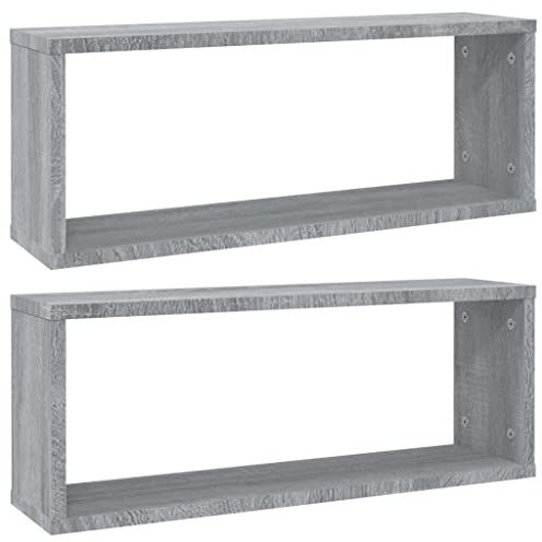 vidaXL Étagères murales Cube 2 pcs Sonoma Gris 60x15x23 cm Bois