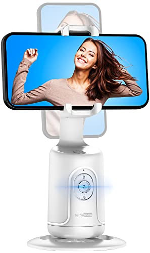 Auto Face Tracking Stativ, 360° Rotation Smart Tracking Telefonhalter, Keine App nötig, Smart Gesicht Körper Tracking Selfie Stick Gimbal Stabilisator für Videoaufnahme, Live Streaming, Vlog (Weiß)