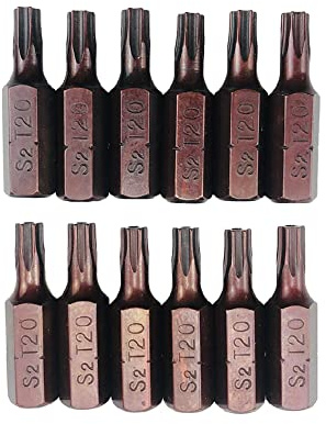 12 Stück T20 1/4 Sechskantschaft Magnetische Torx-Sicherheits-Schraubendreher-Bits mit Loch 25 mm