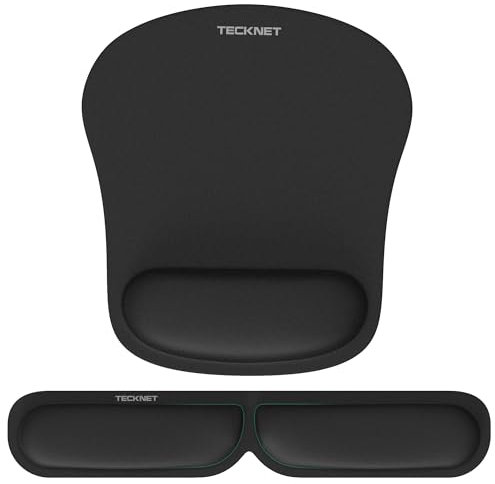 TECKNET Mauspad mit Handauflage, Gelkissen Mousepad und Tastatur Handgelenkauflage Set aus ergonomischem Gedächtnisschaum Faltbar, Wasserdicht Mousepad für Geschäftsreisen, Reisen, Arbeiten und Spiel