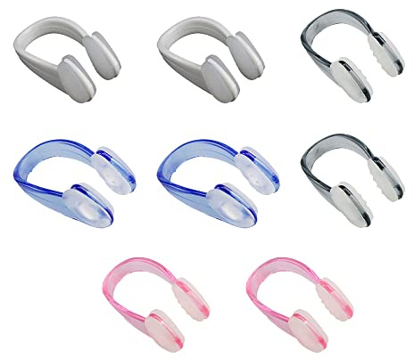HZONGMINGZT 8 Pieces Silicone Waterproof Swimming Nose Clips Reusable Swimming Nose Plug for Adults Water Sports Pool (4 Colors)