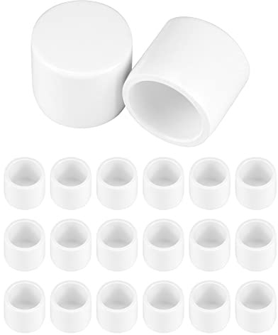 QWORK PVC Pipe End Cap Fitting, 20 Pack 1/2 Furniture Grade SCH40 Pipe Plug Socket Fitting, External End Cap, White