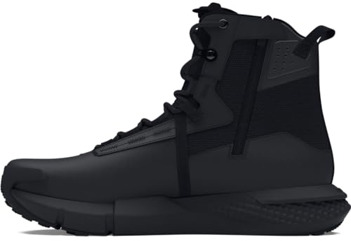 Under Armour Herren Charged Valsetz Wasserdicht Zip, Tactical Boots, Outdoor Stiefel mit Reißverschluss & Schnürsenkeln, leichte & atmungsaktive Herren Boots mit Leder,Black / Black / Jet Gray,43