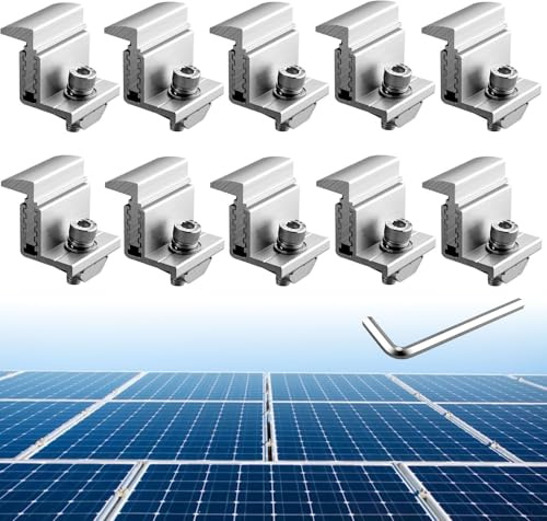 Anbte 10 Piezas Abrazadera de Extremo Solar Soporte de Montaje de Z Panel Solar Fijación de Soporte 30mm/35mm con Tuercas y Tornillos Aluminio y 304 Acero Inoxidable