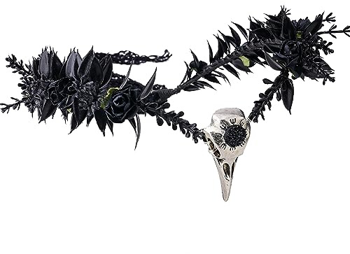 MOSTORY Gothic Blumenkrone mit Krähenschnabel für Halloween Cosplay Renaissance Hexe Zubehör