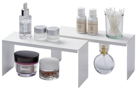 YAMAZAKI Home Tower Medizinschrank Waschtisch-Aufbewahrungsregale – 2er-Set, Badezimmer-Spiegel-Organizer-Erhöhungen – Stahl –