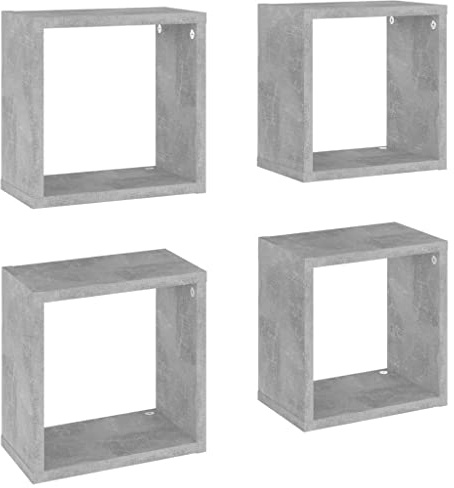 vidaXL Mensole Parete a Cubo 4 pz Grigio Cemento 26x15x26 cm