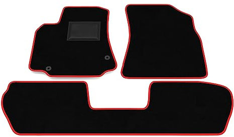 Fußmatten kompatibel mit Citroen Berlingo Multispace 2008-2018 Roter Rand Automatten Set Individuelle Fußmatten Set Velours Autoteppich